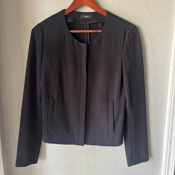 THEORY Black Tarlan-Admiral Zip Front Jacket size 2 - Picture 4 of 9